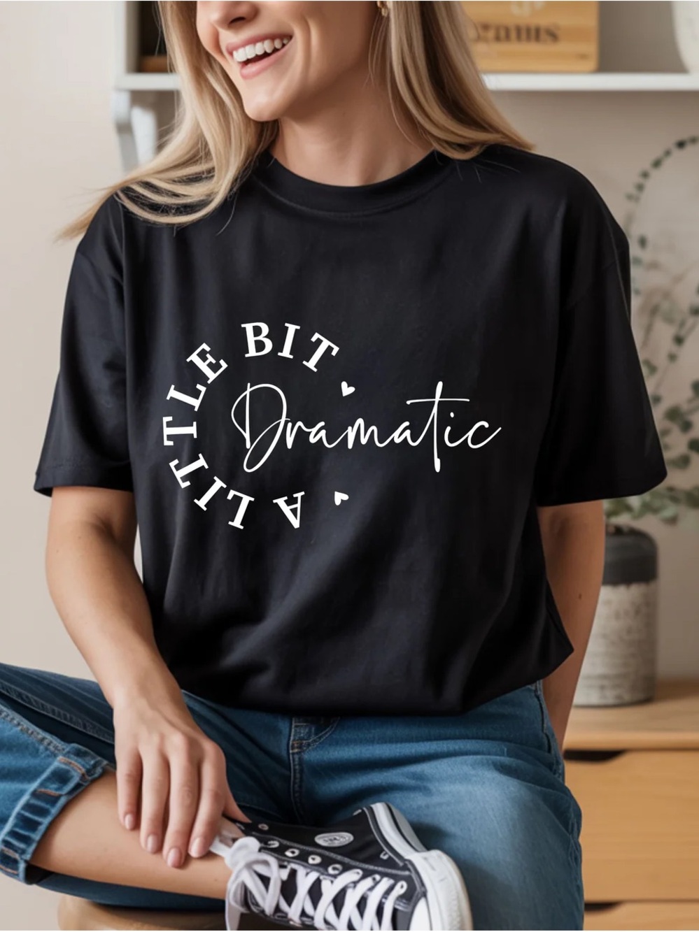 Black Graphic Tee "A Little Bit Dramatic"